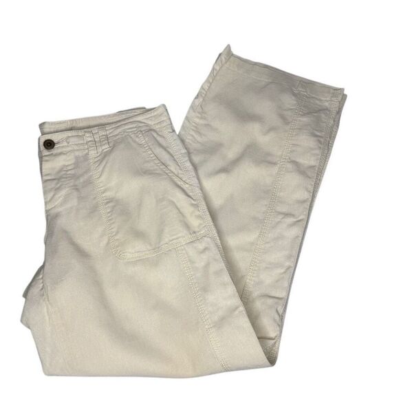 Norma Kamali  straw (cream) linen blend button fly pants size M - Picture 6 of 15